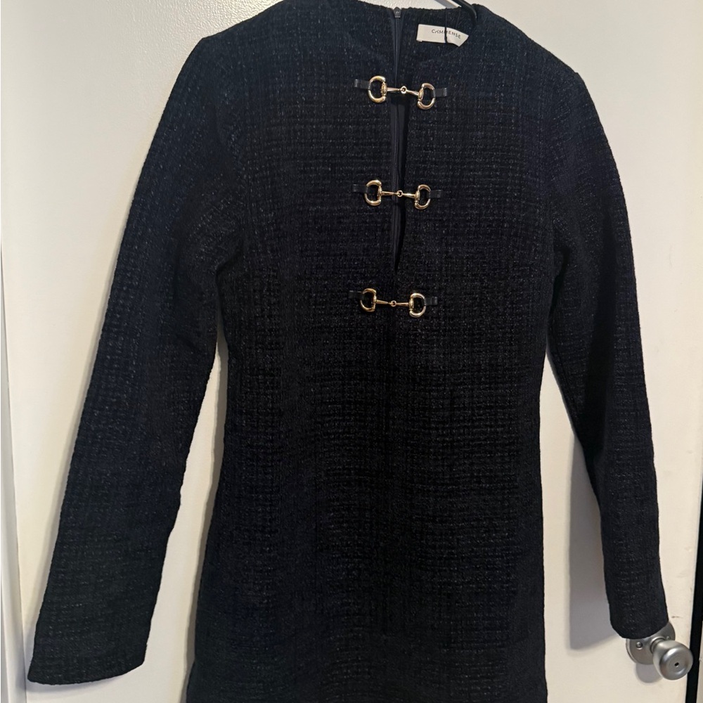 Commense Navy Long Sleeve Dress with Gold Details - Picture 3 of 4